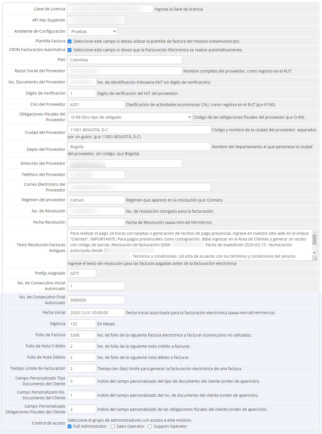 Funciones del módulo de facturación electrónica ESTUPENDO